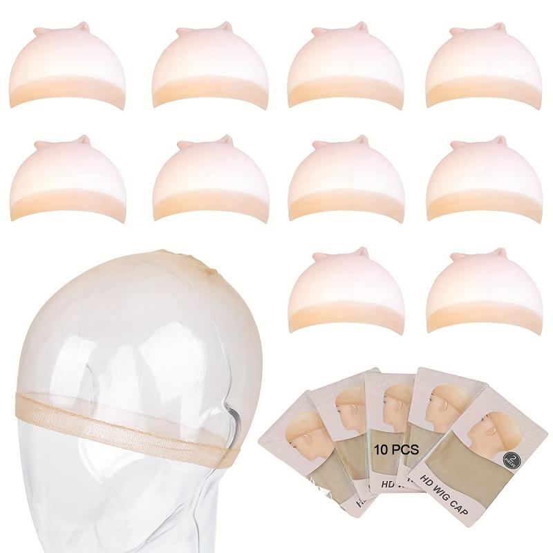 10 pcs Invisible HD Wig Cap for Lace Front Wigs Ultra Thin Nylon Stocking Caps