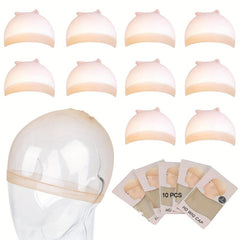 10 pcs Invisible HD Wig Cap for Lace Front Wigs Ultra Thin Nylon Stocking Caps