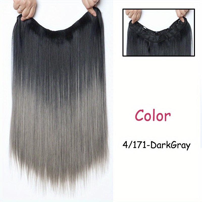 Long Synthetic V Shape Wig for Women Straight Curly Hairstyle Gray