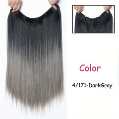 Long Synthetic V Shape Wig for Women Straight Curly Hairstyle Gray