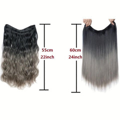 Long Synthetic V Shape Wig for Women Straight Curly Hairstyle Gray