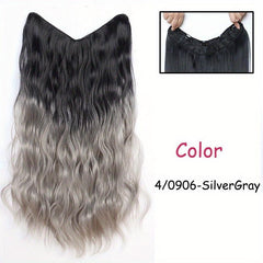 Long Synthetic V Shape Wig for Women Straight Curly Hairstyle Gray