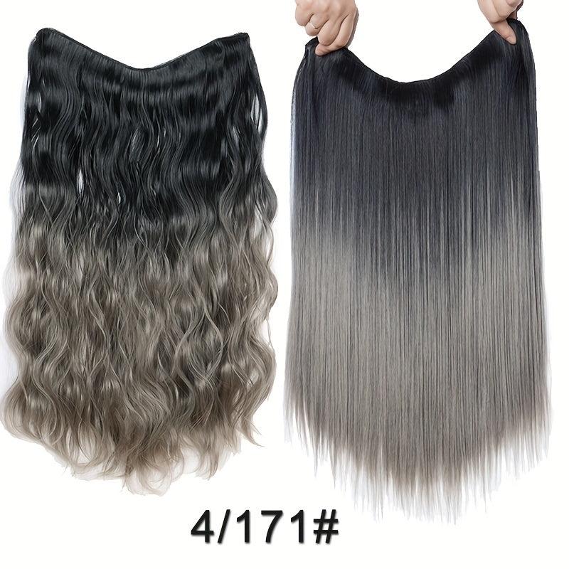 Long Synthetic V Shape Wig for Women Straight Curly Hairstyle Gray