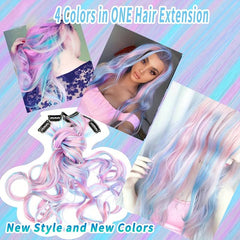 10 pcs Unicorn Clip In Hair Extensions Pink Light for Women Girls Cosplay