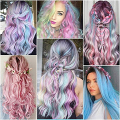 10 pcs Unicorn Clip In Hair Extensions Pink Light for Women Girls Cosplay