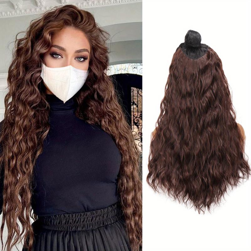 Long Mermaid Waves Clip In Curly Wavy Hair Extensions Synthetic Fiber