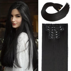 6pcs Long Straight Synthetic Hair Extension Thick Hairpieces