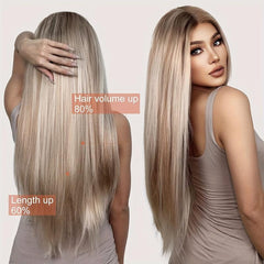 6pcs Long Straight Synthetic Hair Extension Thick Hairpieces