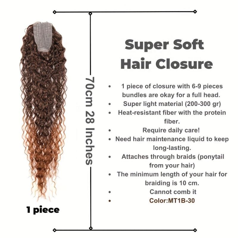 Ombre Water Wavy Synthetic Lace Closure for Braiding Hair Extension