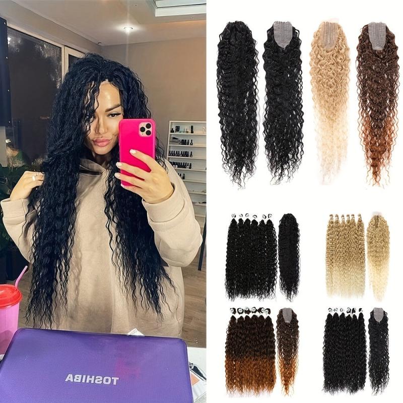 Ombre Water Wavy Synthetic Lace Closure for Braiding Hair Extension
