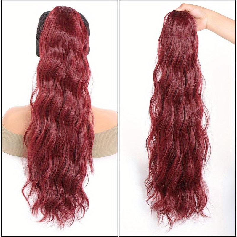 24-Inch Long Water Wave Drawstring Ponytail Synthetic Hair Extensions