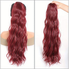 24-Inch Long Water Wave Drawstring Ponytail Synthetic Hair Extensions