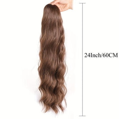 24-Inch Long Water Wave Drawstring Ponytail Synthetic Hair Extensions