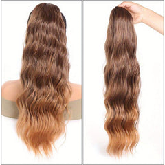 24-Inch Long Water Wave Drawstring Ponytail Synthetic Hair Extensions