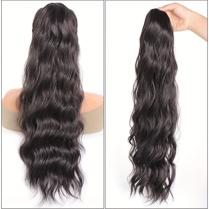 24-Inch Long Water Wave Drawstring Ponytail Synthetic Hair Extensions