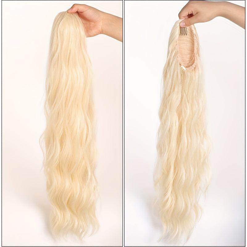 24-Inch Long Water Wave Drawstring Ponytail Synthetic Hair Extensions