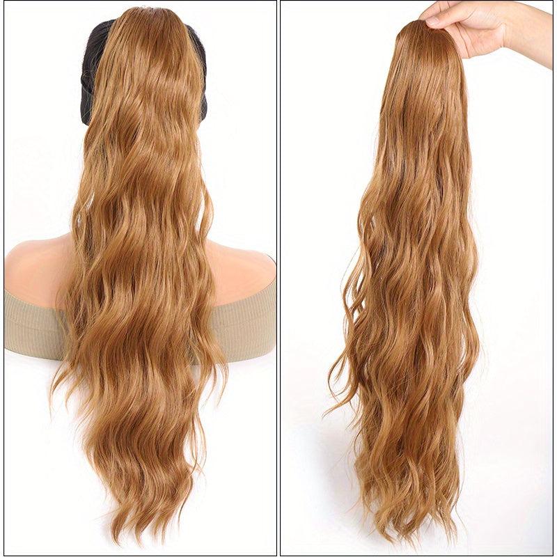 24-Inch Long Water Wave Drawstring Ponytail Synthetic Hair Extensions