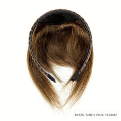 Braided Headband Human Hair Bangs Topper Natural Brown