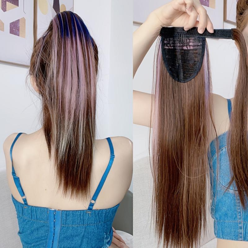 50 8 Cm Synthetic Hair Bundles Long Straight Ponytail Extension in Bright Colors
