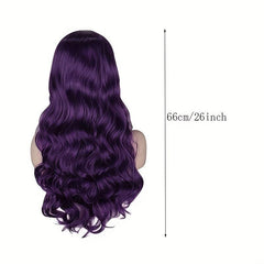 66 04 Cm Purple Long Loose Curly Hair Wigs Middle Part Synthetic Fiber Hair Wigs