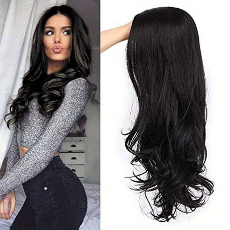 66 04 Cm Purple Long Loose Curly Hair Wigs Middle Part Synthetic Fiber Hair Wigs