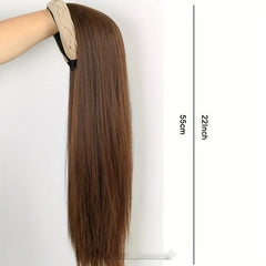 Long Straight Synthetic Headband Wig Natural Brown Hair