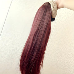 Long Straight Synthetic Headband Wig Natural Brown Hair