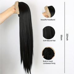 Brown Headband Wig Straight Women Synthetic Half Wig