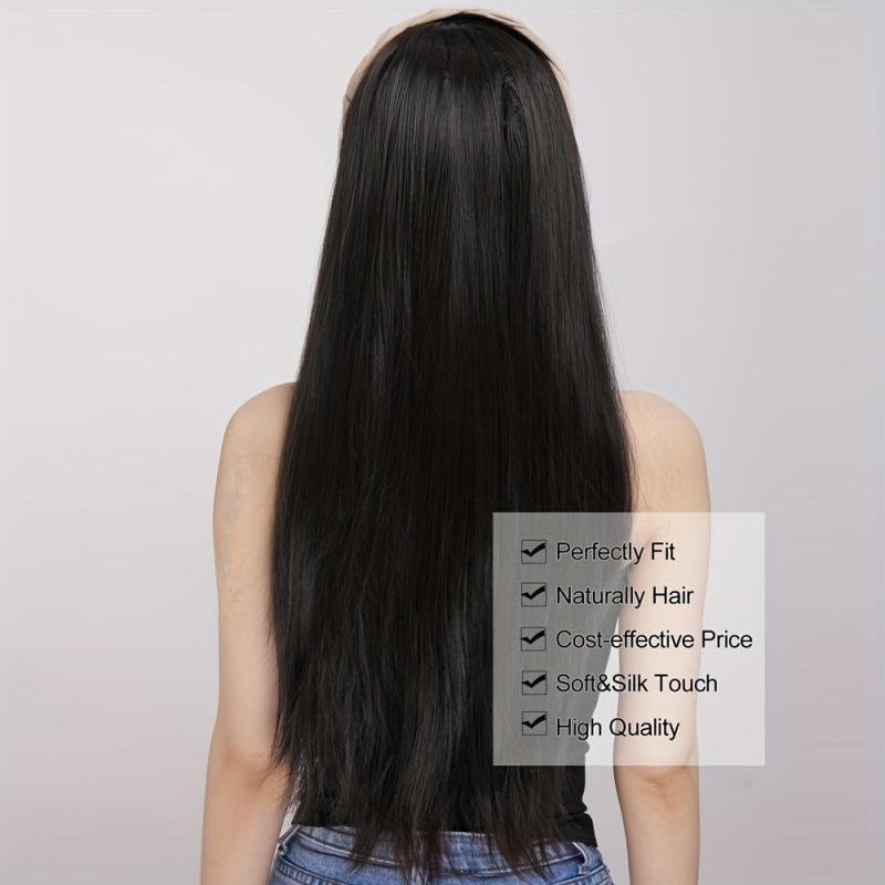 Brown Headband Wig Straight Women Synthetic Half Wig