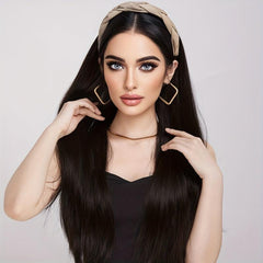 Brown Headband Wig Straight Women Synthetic Half Wig
