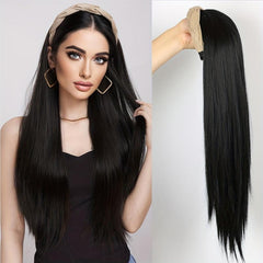Brown Headband Wig Straight Women Synthetic Half Wig