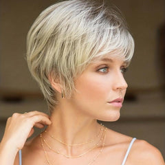 15 24 Cm Pixie Cut Curly Wig with Bangs Heat Resistant Fiber Daily Use Wigs