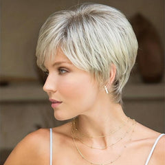 15 24 Cm Pixie Cut Curly Wig with Bangs Heat Resistant Fiber Daily Use Wigs