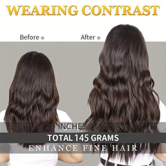 7 Piece Clip On Hair Extension Synthetic Water Wave Long Wavy Hair Piece 1B