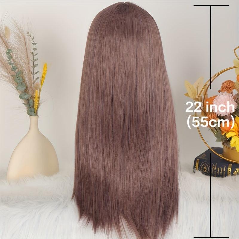 Long Straight Synthetic Wig Natural Hair Cosplay Lolita Party Wig With Bangs