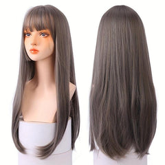 Long Straight Synthetic Wig Natural Hair Cosplay Lolita Party Wig With Bangs