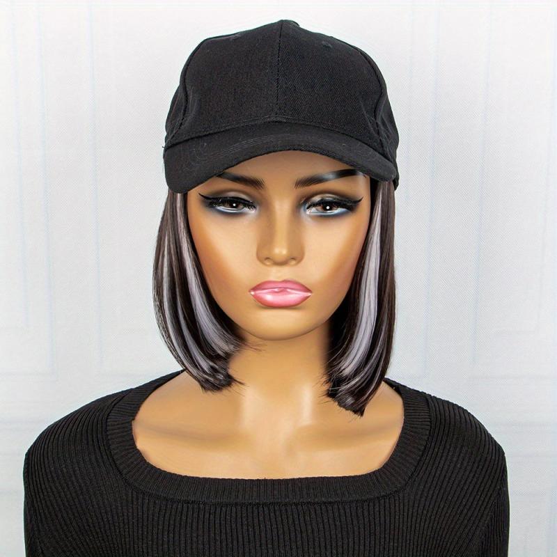 Shoulder Length Bob Hair Wig Highlighted Synthetic Hair Extensions