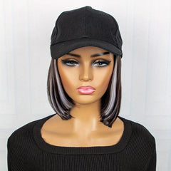 Shoulder Length Bob Hair Wig Highlighted Synthetic Hair Extensions