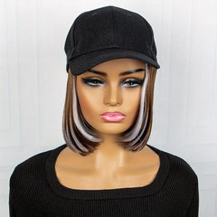 Shoulder Length Bob Hair Wig Highlighted Synthetic Hair Extensions