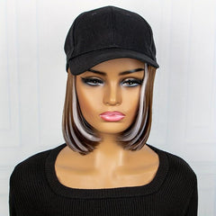 Shoulder Length Bob Hair Wig Highlighted Synthetic Hair Extensions