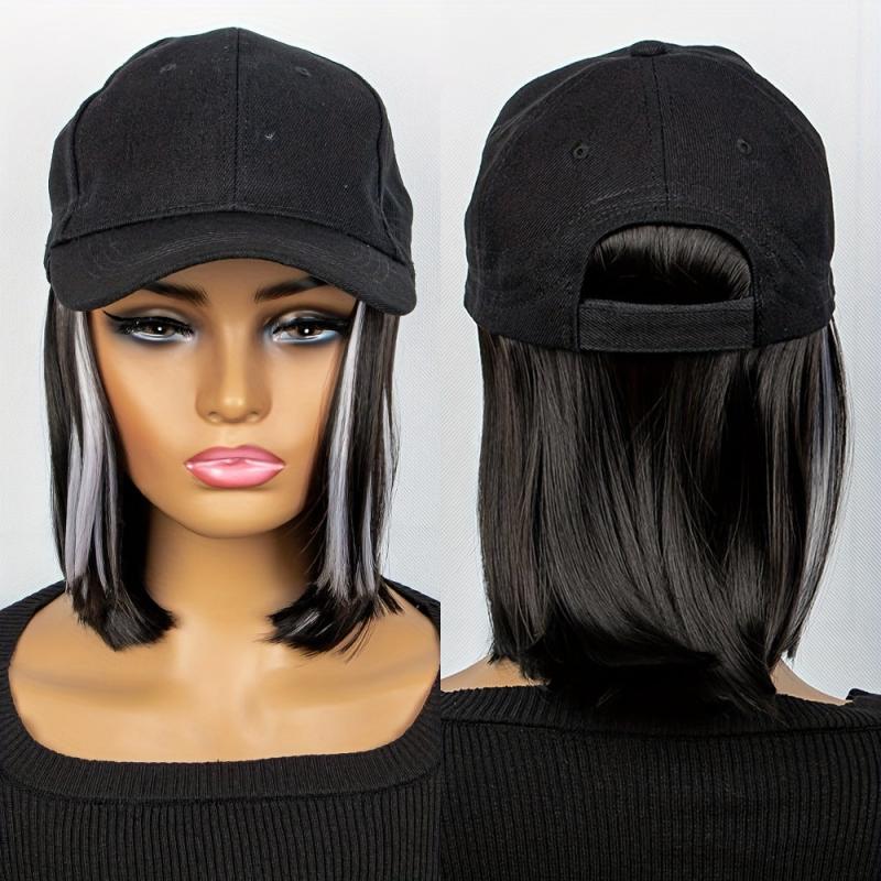 Shoulder Length Bob Hair Wig Highlighted Synthetic Hair Extensions