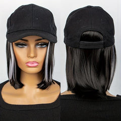 Shoulder Length Bob Hair Wig Highlighted Synthetic Hair Extensions