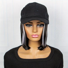 Shoulder Length Bob Hair Wig Highlighted Synthetic Hair Extensions