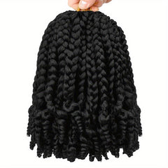 Ombre Blonde Curly Ends Crochet Hair Extensions Box Braids Short Bob Style