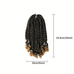 Ombre Blonde Curly Ends Crochet Hair Extensions Box Braids Short Bob Style