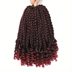 Ombre Blonde Curly Ends Crochet Hair Extensions Box Braids Short Bob Style