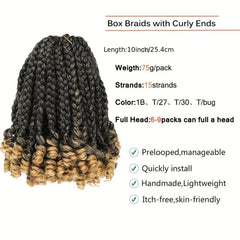 Ombre Blonde Curly Ends Crochet Hair Extensions Box Braids Short Bob Style