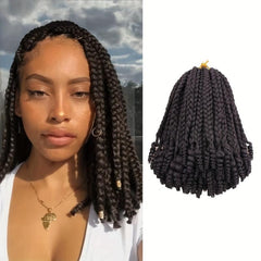 Ombre Blonde Curly Ends Crochet Hair Extensions Box Braids Short Bob Style