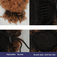 Afro Curly High Puff With Bangs Synthetic Hair Bun Clips In Hair Extensions
