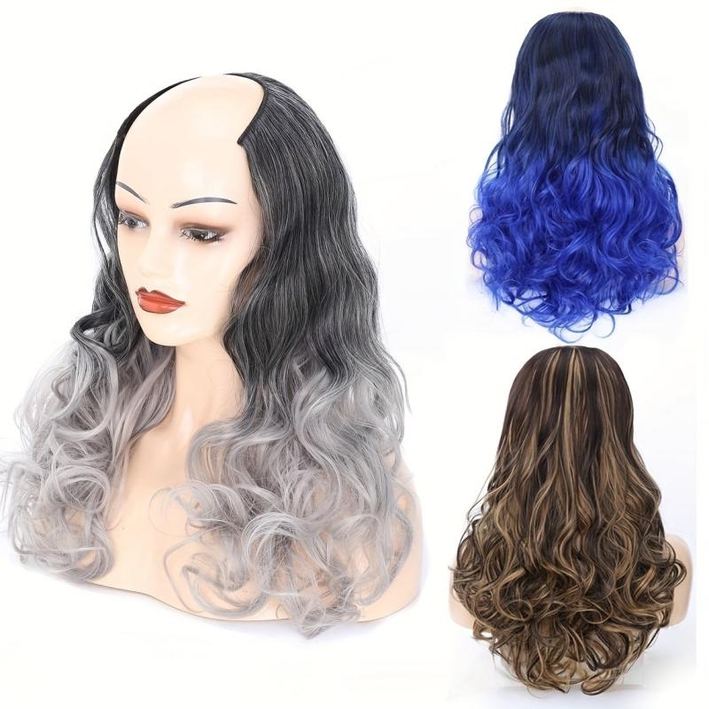 Medium Length Big Wave Half Head Wig For Women